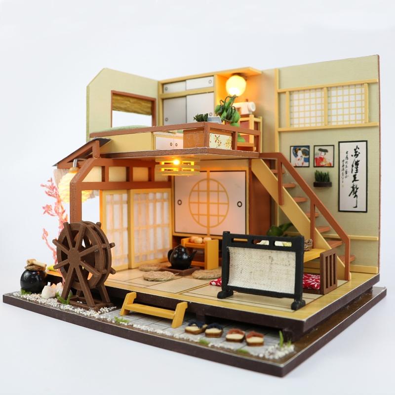 đồ chơi mô hình lắp ráp trang trí 3D ngôi nhà phong cách Nhật Bản M034 có đèn quà tặng cho bé trẻ em