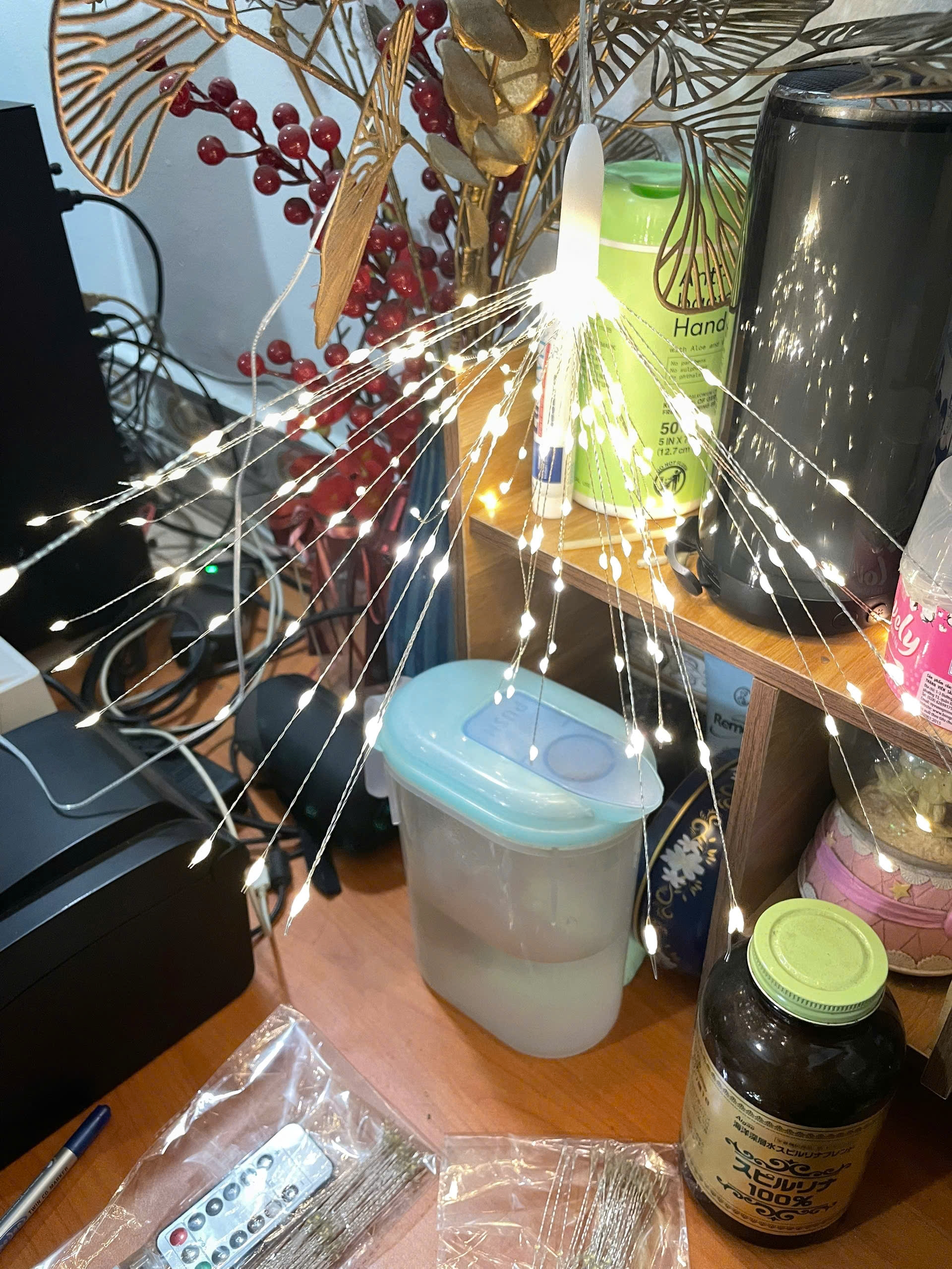 Bộ 1 Chùm Dây Đèn Led 40 Sợi - 1 sợi 5 tầng led Hiệu Ứng Sáng Decor Trang Trí Nhà Cửa, Trang Trí Mọi Không Gian