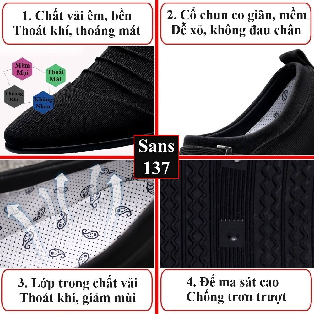 Giày tây nam công sở Sans137 chất vải canvas êm chân mũi nhọn đen size nhỏ 37 bigsize 44 45 46 47 48 hàn quốc trẻ trung