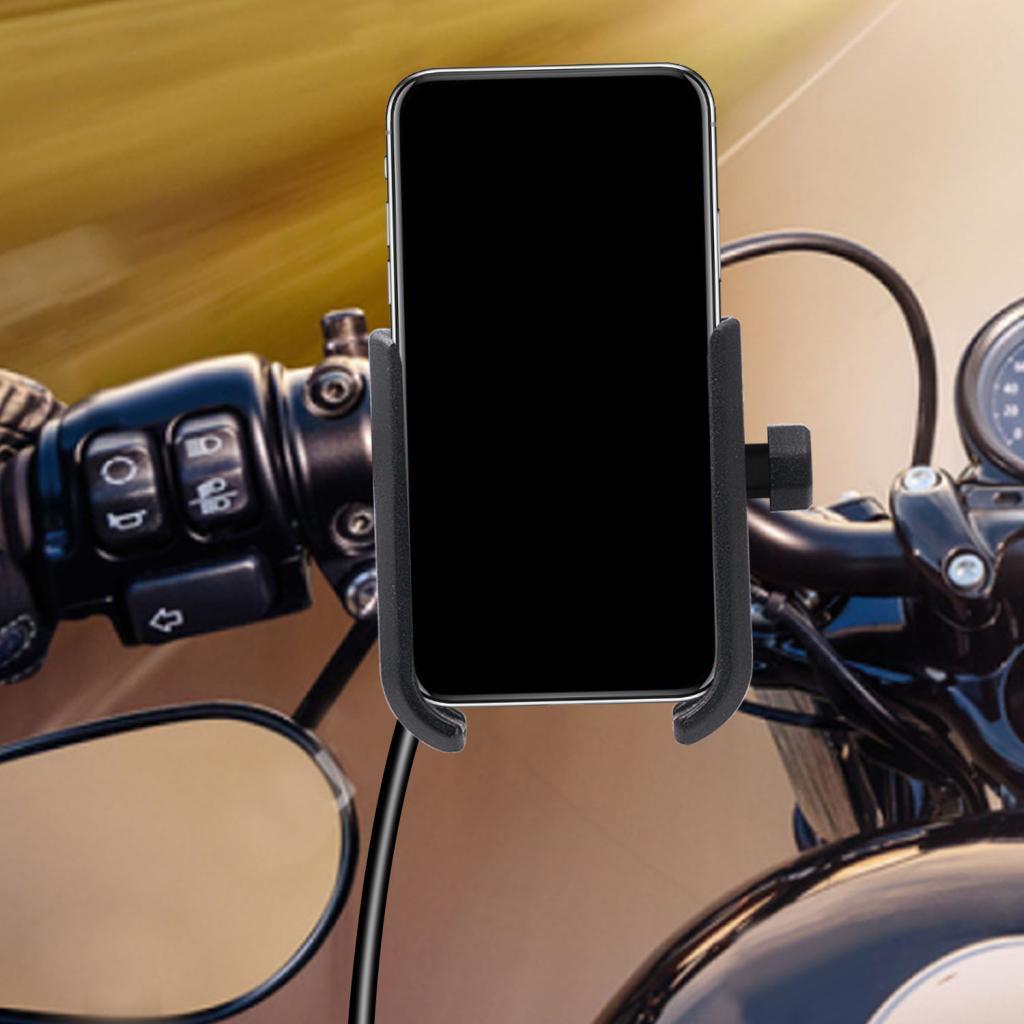 360° Universal Motorcycle Handlebar Cell Phone Mount USB Charger GPS Holder.