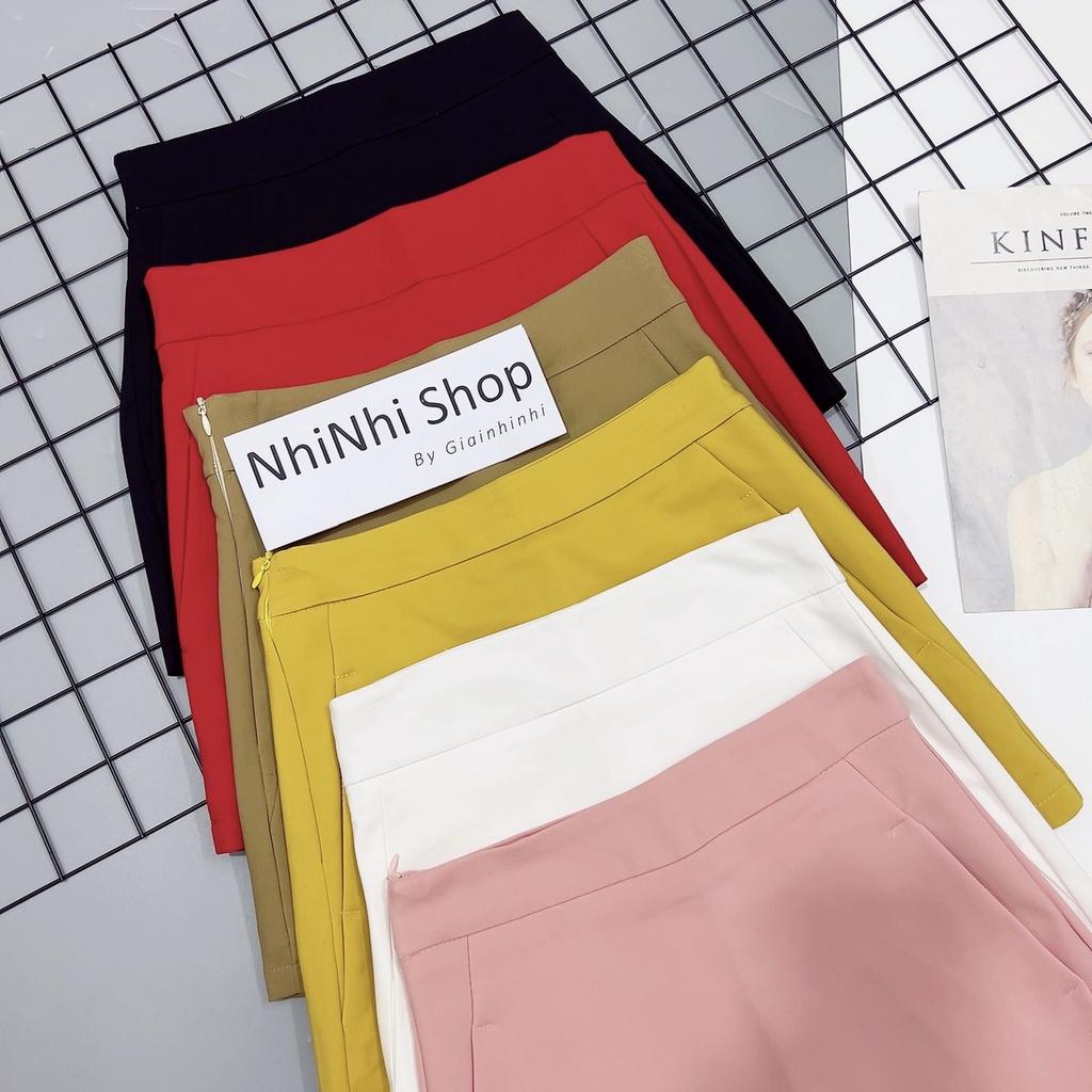 Chân váy Umi dáng A có lót quần trong, Chân váy cạp cao 2 túi CV253 - NhiNhi Shop