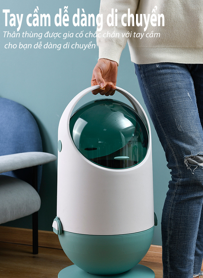 Thùng rác gia đình dễ thương Space Capsule Shaped Trash Can 20L