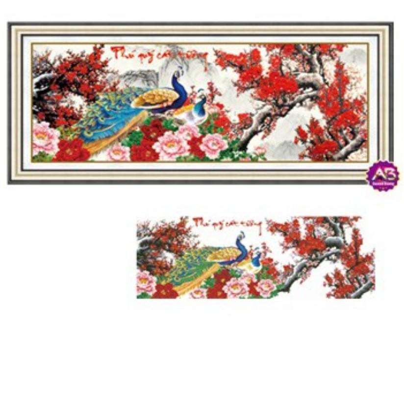 Tranh Đính Đá CÔNG PHÚ QUÝ CÁT TƯỜNG . Kích Thước: 1m33 x 66cm