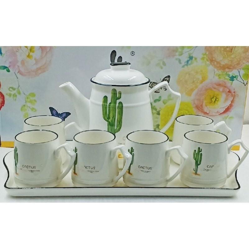 BỘ ẤM CHÉN SỨ CÂY NẤM KÈM KHAY BỘ ẤM CHÉN ĐƠN GIẢN, CỰC KÌ ẤN TƯỢNG,SANG TRỌNG