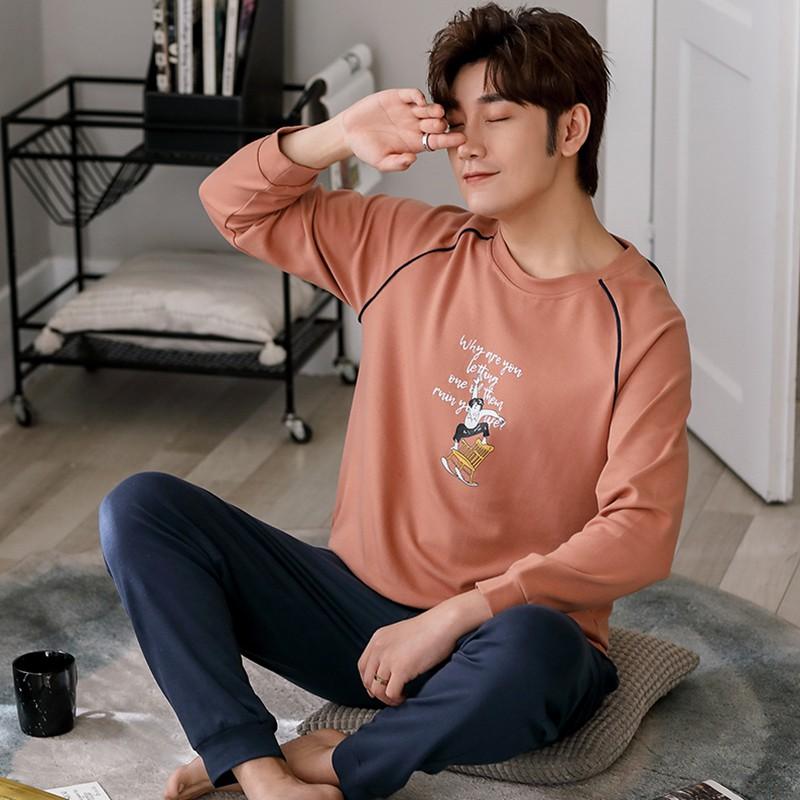 BỘ THU ĐÔNG NAM Chất vải Cotton 100% đồ ngủ nam mặc ở nhà được 4 mùa style Hàn Quốc trẻ trung &amp; thoải mái