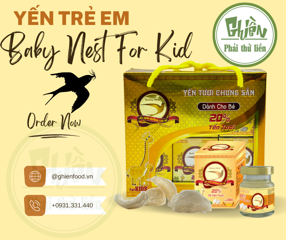 Hộp Yến Tươi Dinh Dưỡng Baby Nest  (Lốc 6 Hũ) - tặng kèm 3 xấp bao lì xì