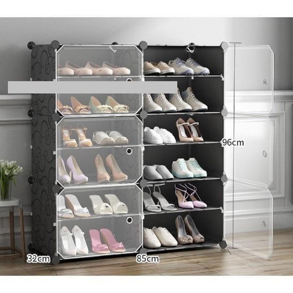 TỦ NHỰA ĐỂ GIÀY DÉP KIỂU MỚI 12 Ô CỬA TRẮNG TRONG