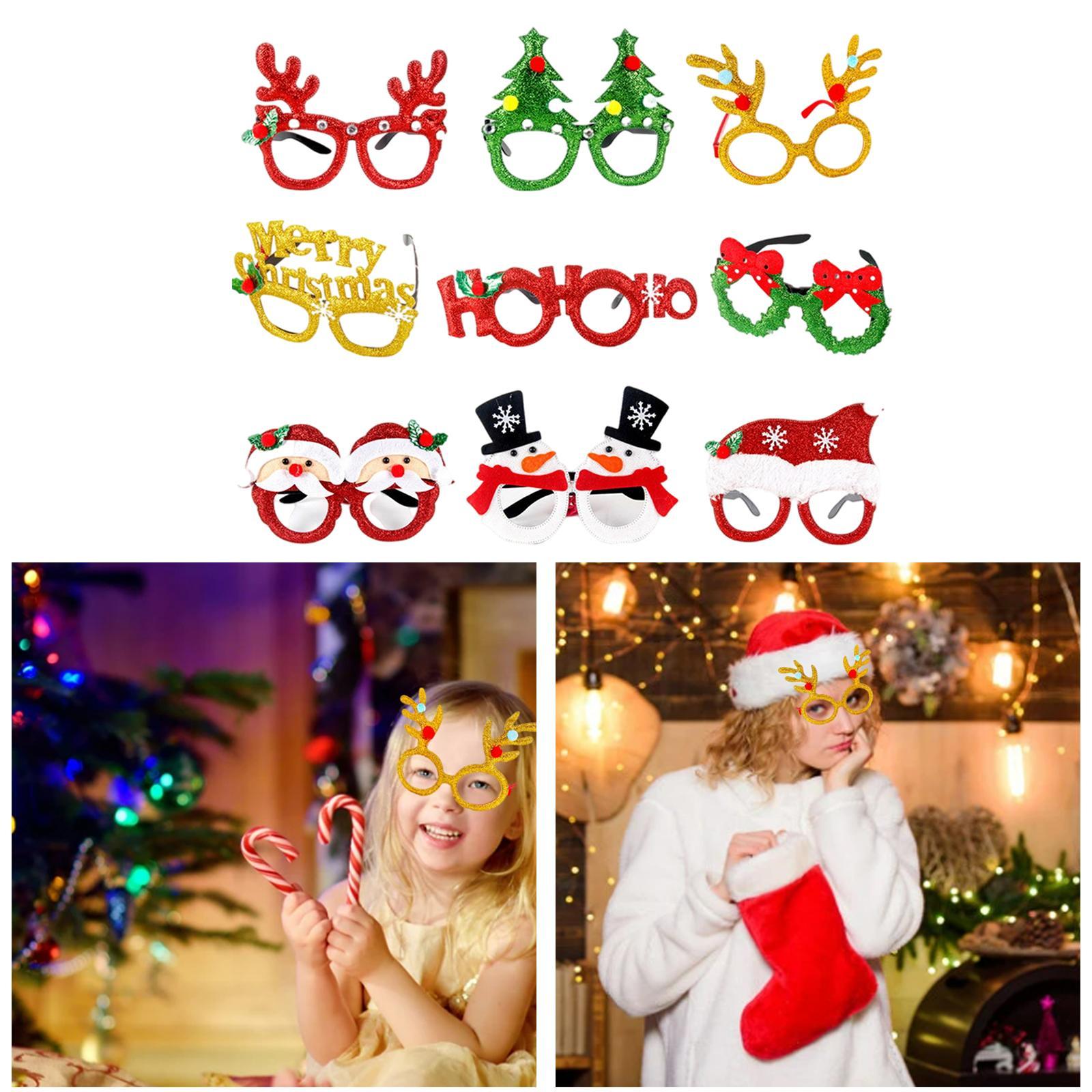 Xmas Glasses and Hats Set  Props Party Santa Claus Hats  9 PCS