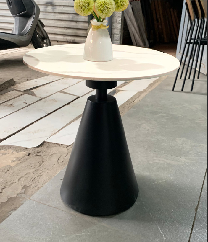 Bàn Trà Đá Mạ PVD Cao Cấp, Bàn Táp Trà SoFa Mặt Đá Ceramic Khung Inox Mạ Viền PVD Phong Cách Bắc Âu Sang Trọng Hiện Đại KT 45x55cm