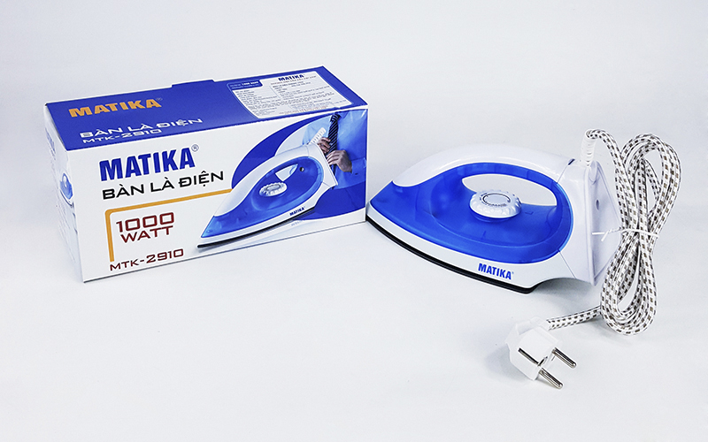 Bàn Ủi 1000W Matika MTK-2910 Lớp Chống Dính Cao Cấp Teflon Bền Bỉ Cảm Biến Nhiệt An Toàn-Hàng Chính Hãng