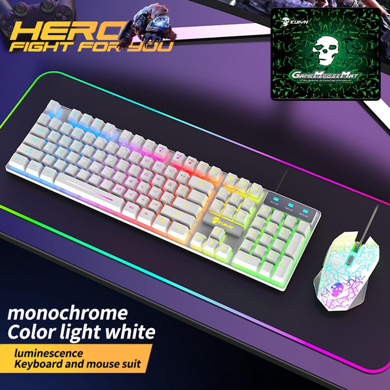 USB Wired RGB Backlit Keyboard Mouse Set Rainbow Backlit