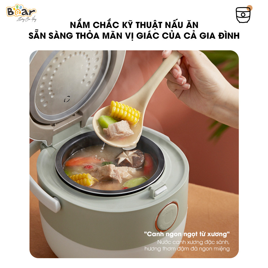 Nồi Cơm Điện Tử, Nồi Cơm Điện Thông Minh BEAR SB-NC16L Dung Tích 1.6 Lít Công Suất 400 W - Hàng Chính Hãng