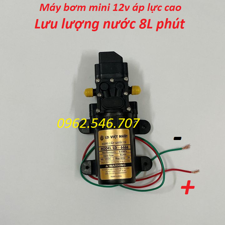 Bơm tăng áp 12v tự động ngắt sử dụng cho hệ thống rửa xe, máy lạnh, tưới cây, phun sương, máy bơm phun sương 12v | bơm mini 12v