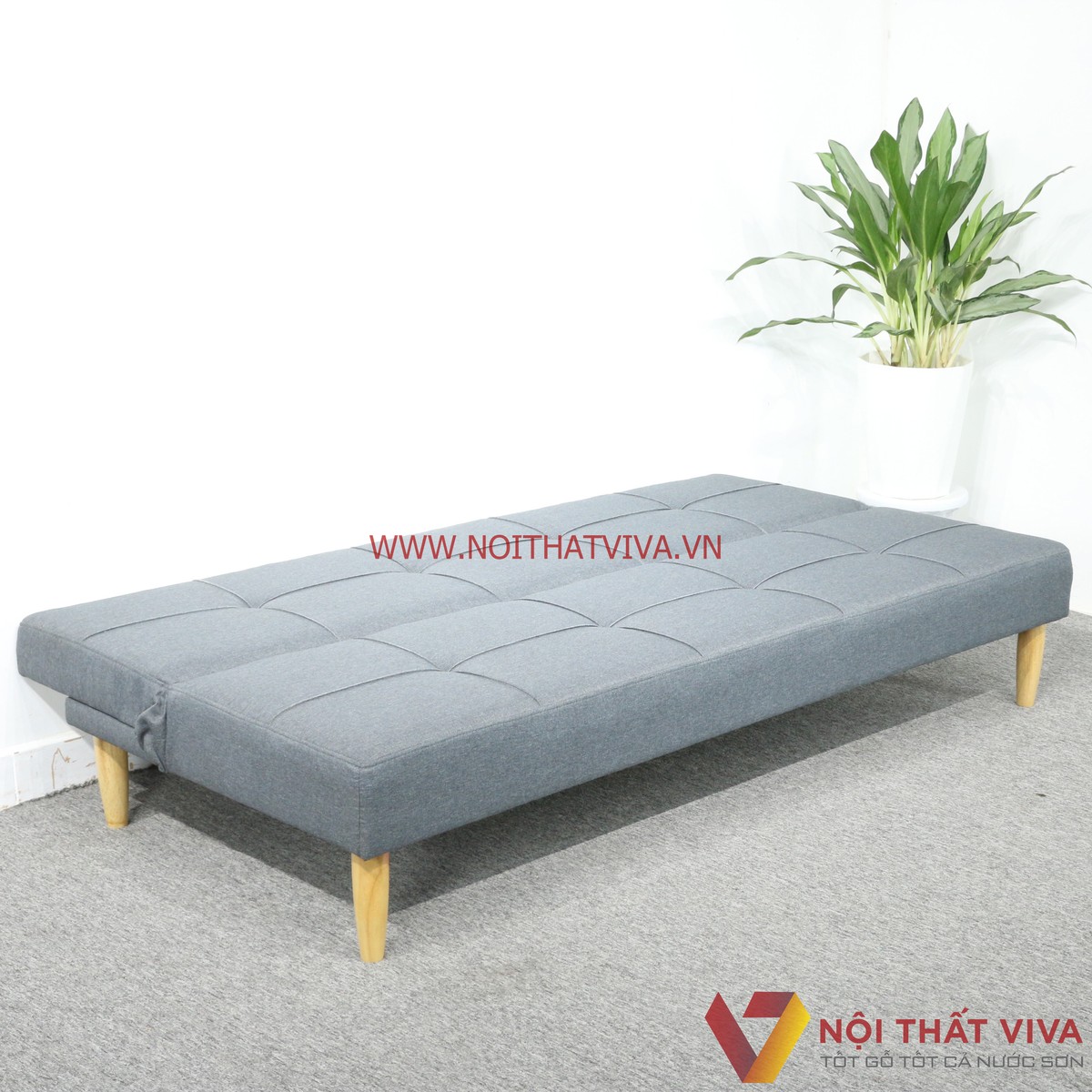 Ghế Sofa Xếp Thành Giường Ngủ Bọc Nỉ Màu Xám Hiện Đại Đẹp Giá Rẻ
