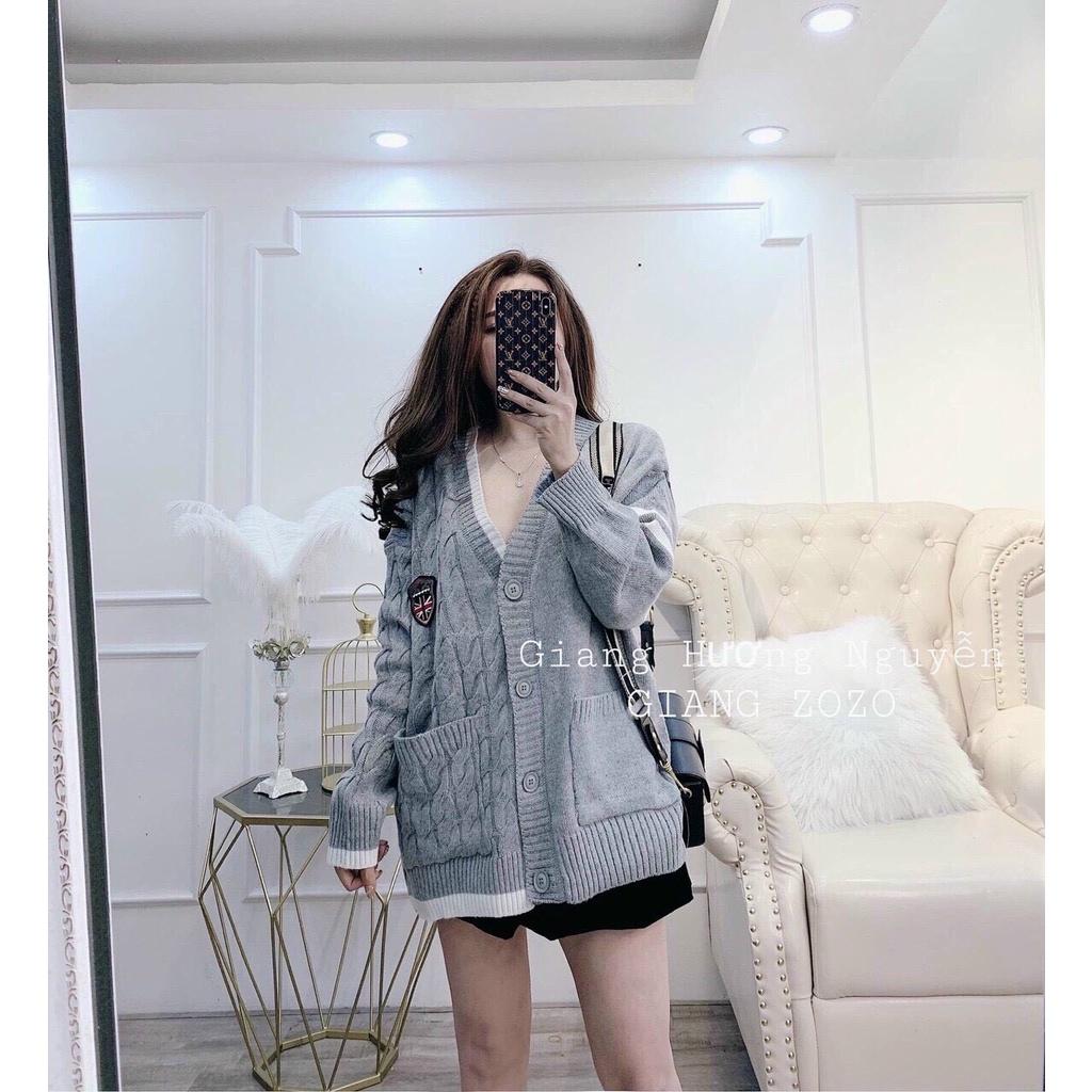 Áo khoác len cardigan huy hiệu QC