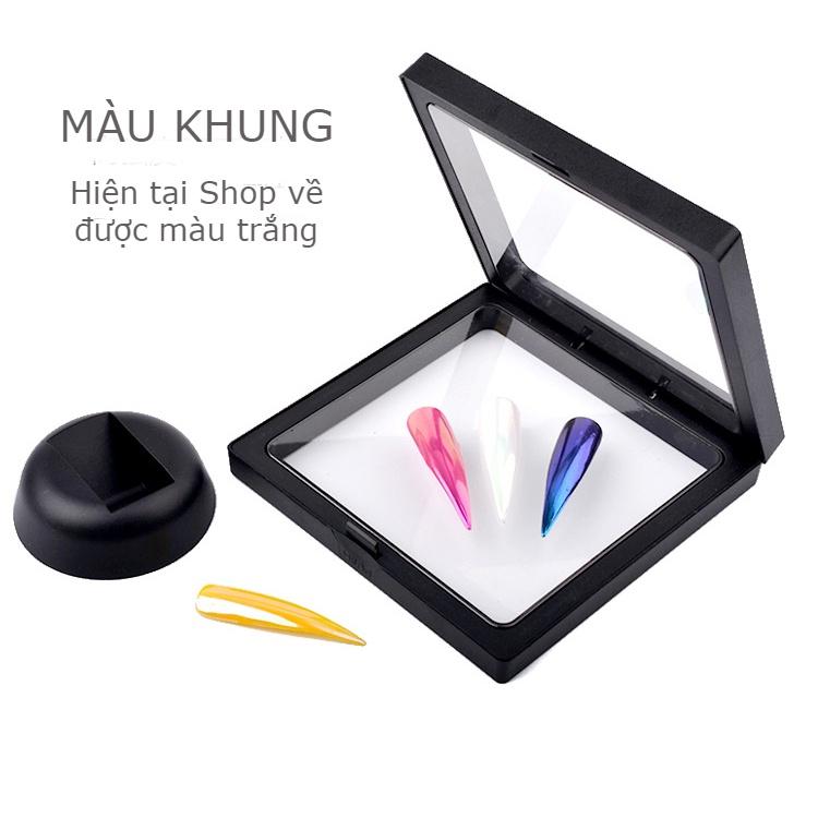 Khung hình vuông Yapas nhựa ABS có đế 11x11cm trưng bày mẫu móng bảng sơn gel nail