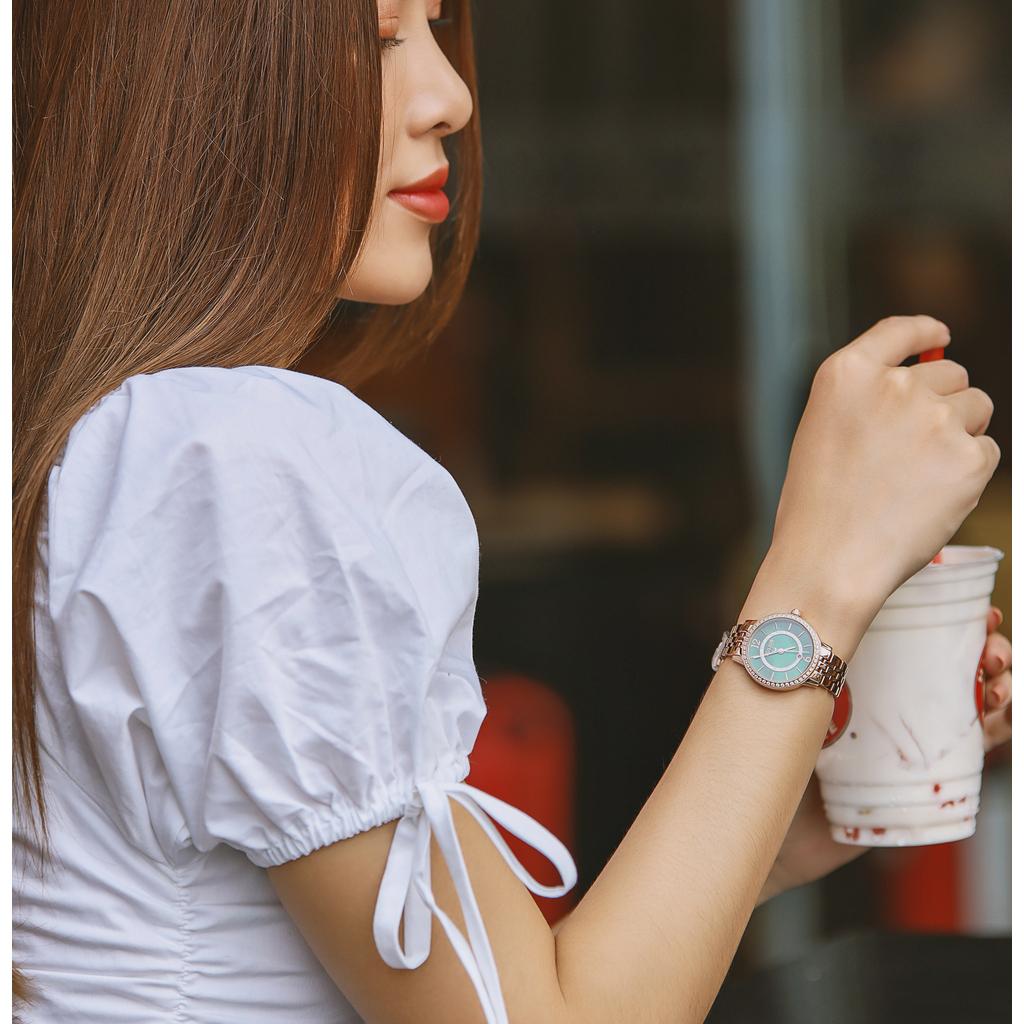 Đồng Hồ Nữ Chính Hãng Julius Cao Cấp Dây Thép Kim Loại Chống Nước Kính Sapphire Đường Kính 32mm JS-051C