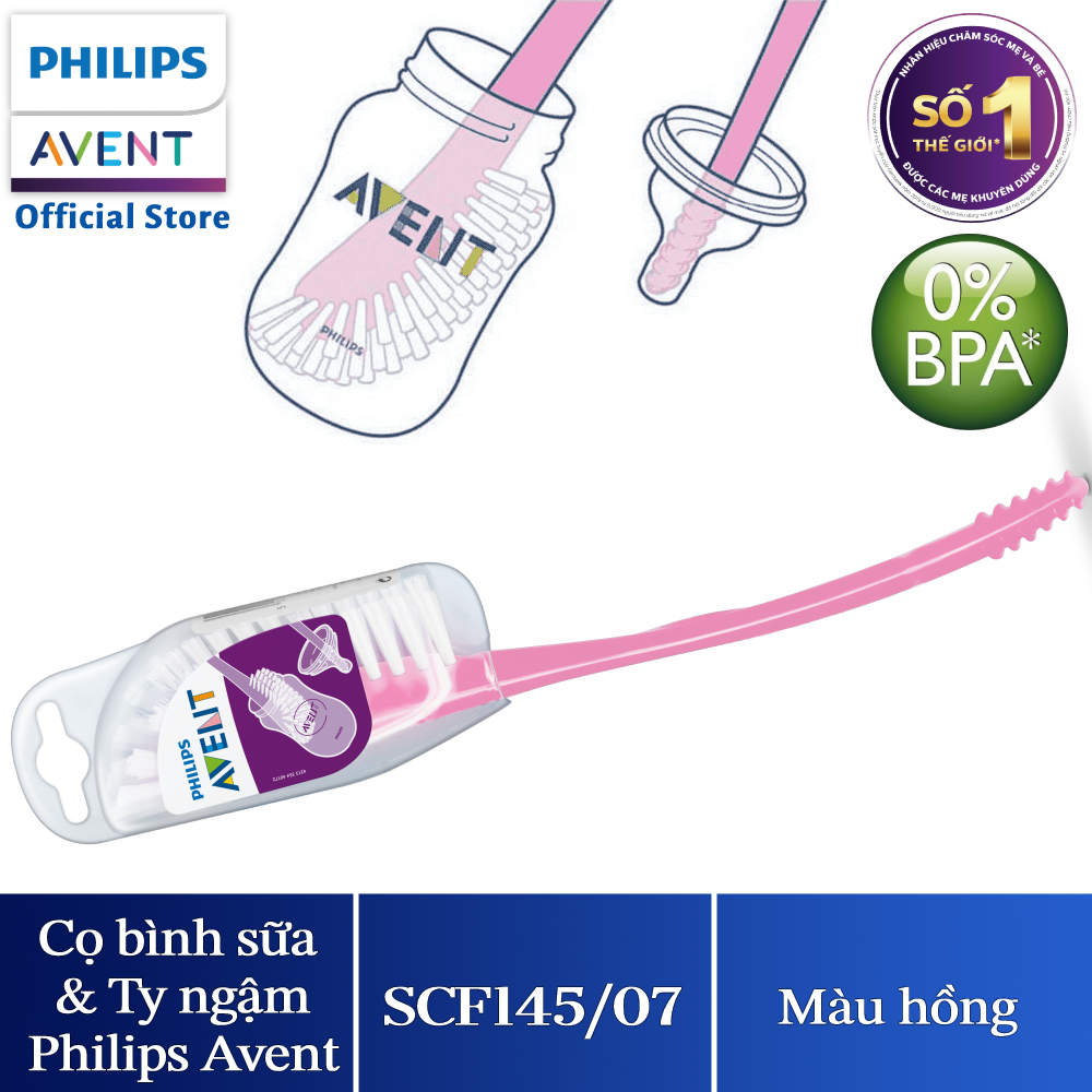 Cọ bình sữa núm ty Philips Avent (Xanh/hồng)