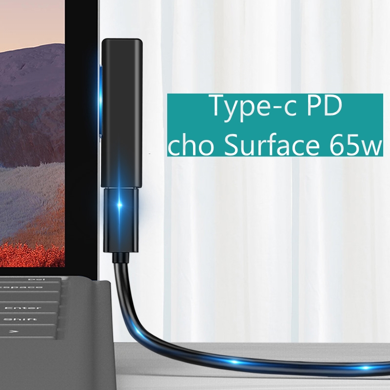 Đầu chuyển sạc nhanh PD Type-c ra đầu sạc Surface, hỗ trợ các dòng surface