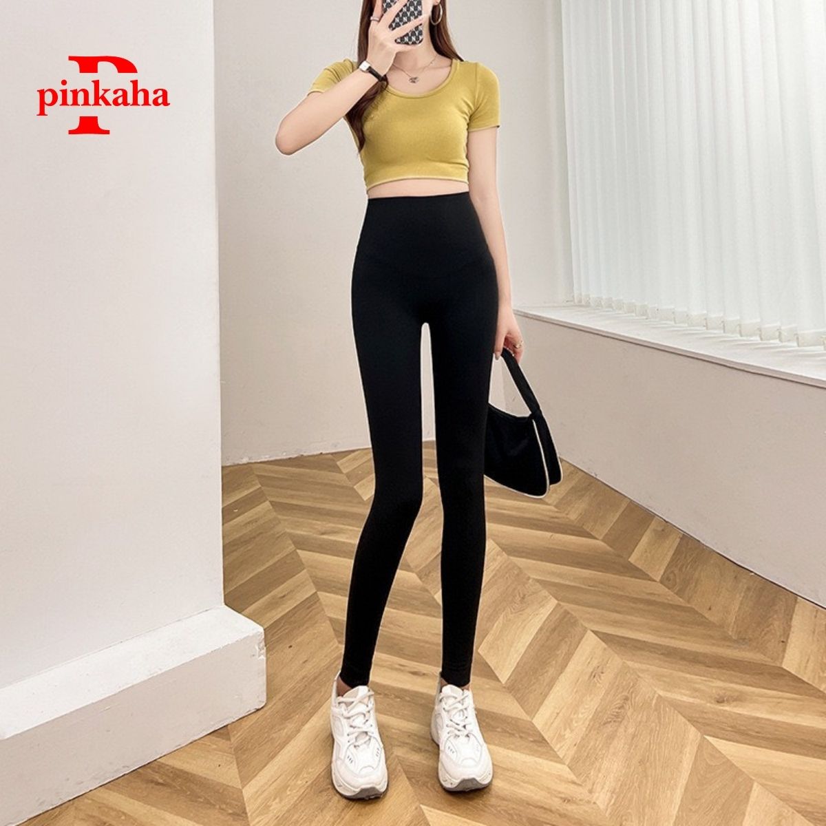 Quần Legging Nữ Dài Lót Nỉ Dày Dặn Mặc Lên Ôm Dáng Nâng Mông Lưng Siêu Cao Dấu Bụng PINKAHA Cao Cấp