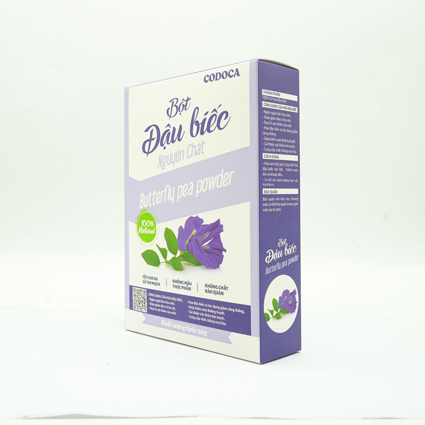 Bột Hoa Đậu Biếc Codoca nguyên chất sấy lạnh Tạo màu thực phẩm, làm bánh tốt cho sức khỏe