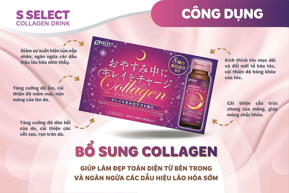 Mua 1 Tặng 1 Hộp Nước Uống Đẹp Da S Select Collagen Drink Collagen Peptide, Chống Lão Hóa Da, Khỏe Tóc & Móng
