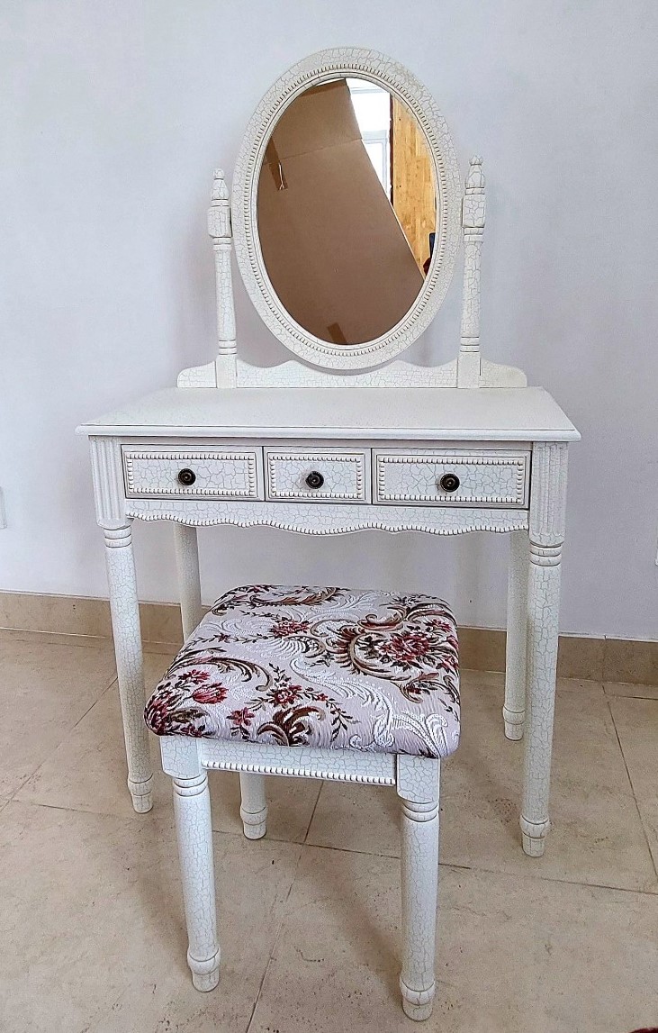 Bộ Bàn Phấn Gỗ Nhiều Màu, Bộ Bàn Ghế Trang Điểm Gỗ Thông Trang Nhã - Hàng VN Xuất Khẩu