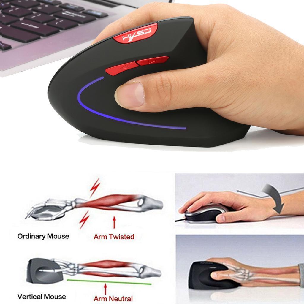Vertical Rechargeable Comfort Wireless Optical Mouse for  Black