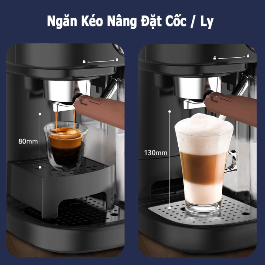 Máy pha cà phê Espresso chuyên nghiệp, thương hiệu Mỹ HiBREW cao cấp H8A, 1250W, 19 Bar - Bảo hành 12 Tháng, Hàng chính hãng