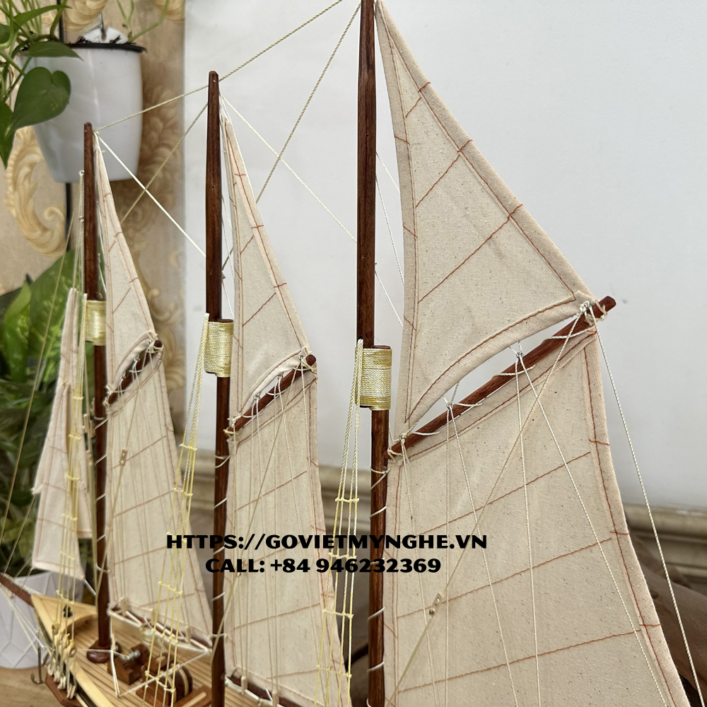 Mô hình du thuyền gỗ trang trí du thuyền Atlantic - Quà tặng mỹ nghệ trang trí-Thân tàu dài 60cm -Gỗ tự nhiên