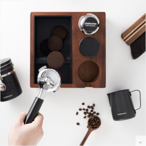 Đập bã cà phê giá đỡ tamper espresso gỗ óc chó CAFE DE KONA 3 trong 1