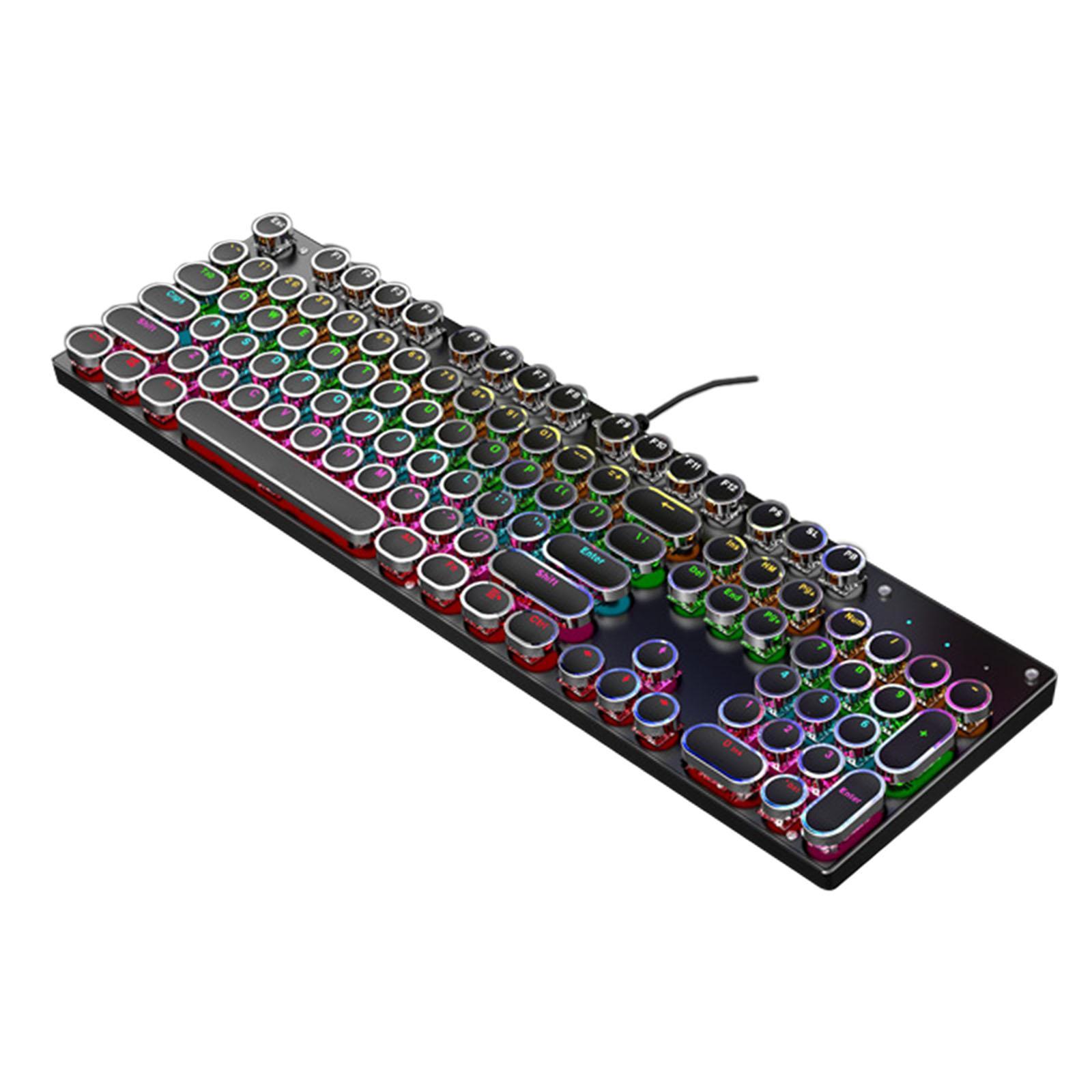 Retro Punk 104 Keys Gaming Keyboard Blue Switch Mechanical Shaft Gaming Keypad for Office Home Game PC