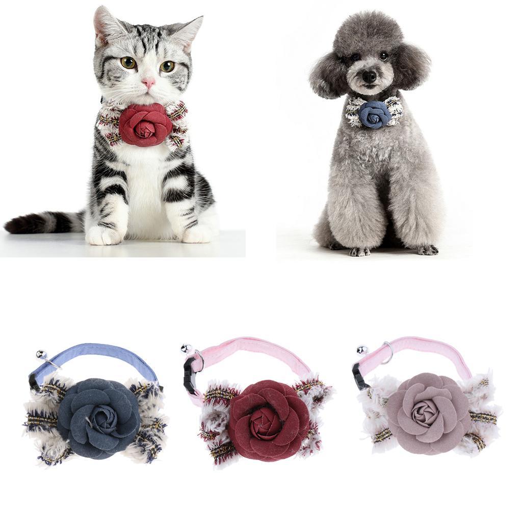 Small Medium Dog Adjustable Collar Flower Bowtie, Daily Dog Grooming Costume