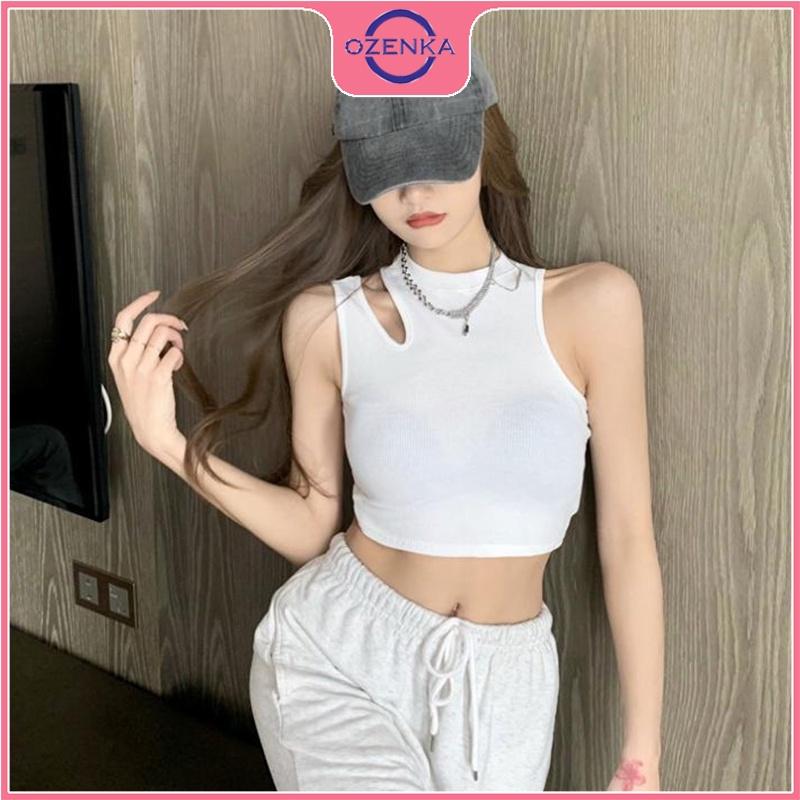 Áo croptop sát nách sẻ vai nữ, áo balo kiểu nữ không tay ôm body sang chảnh thun gân 100% cotton đen trắng đẹp