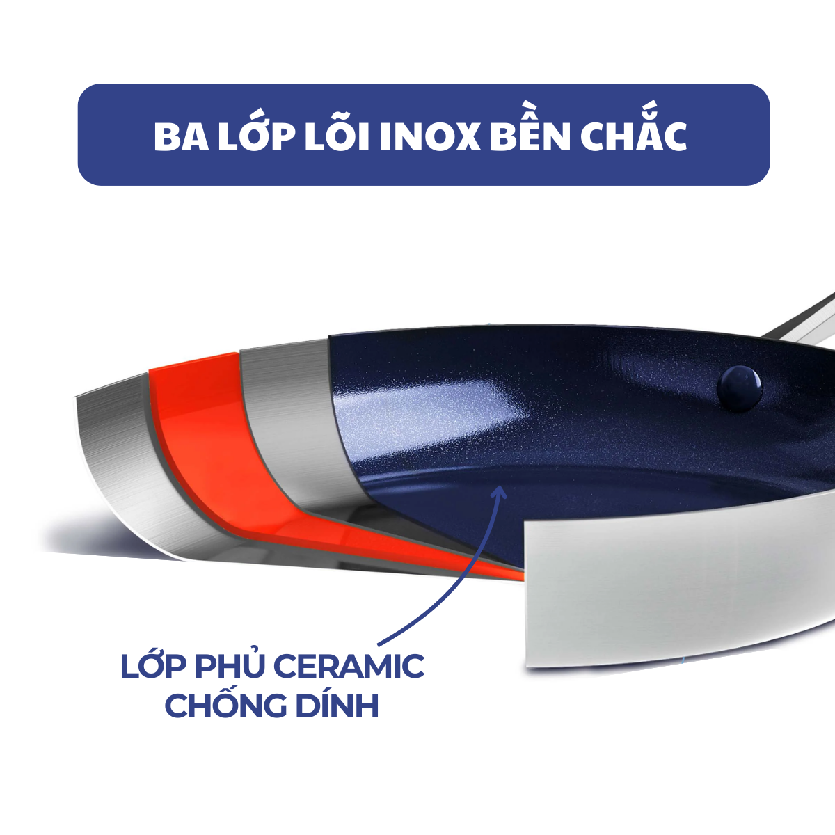Chảo chống dính thép không gỉ phủ tinh thể kim cương cao cấp Blue Diamond 28cm
