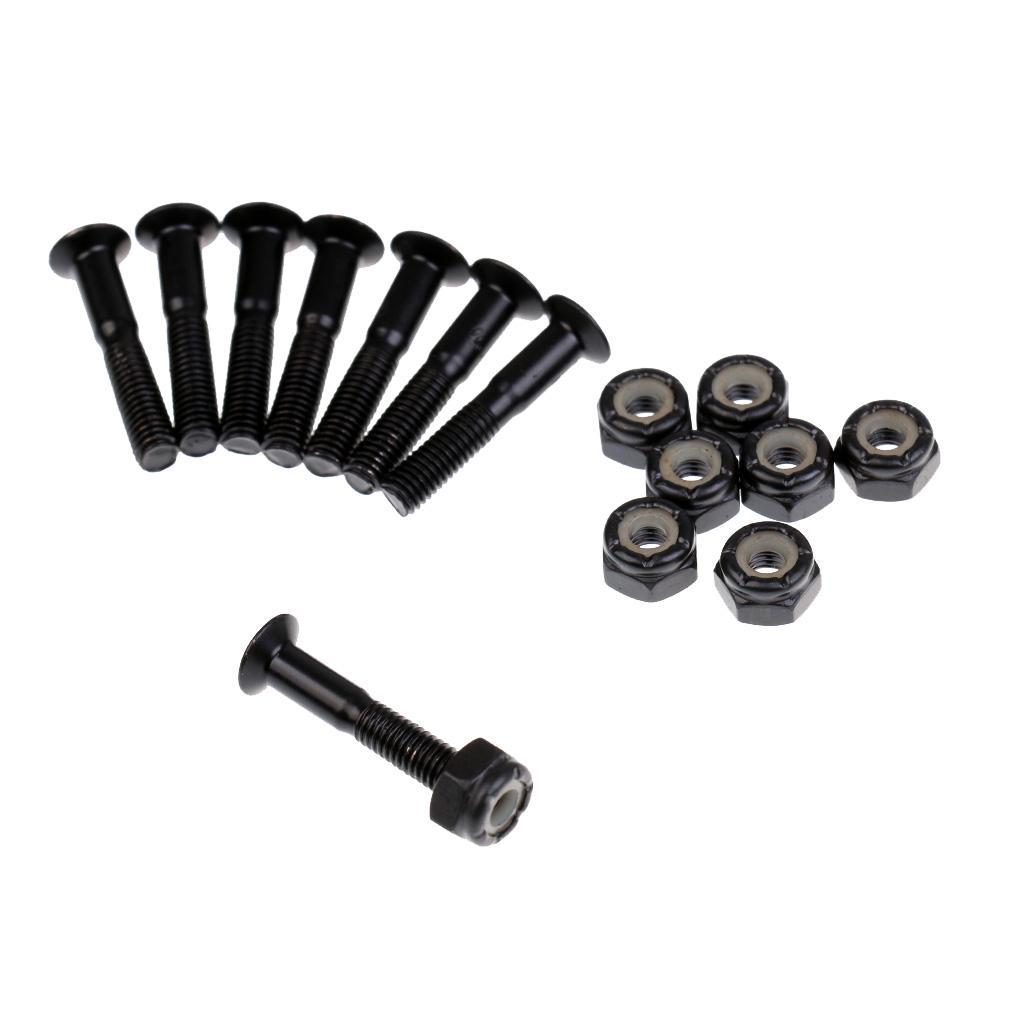 6x8 Pieces/ Set Cruiser Longboard Skateboard Hardware Screws Nuts - Black 28mm