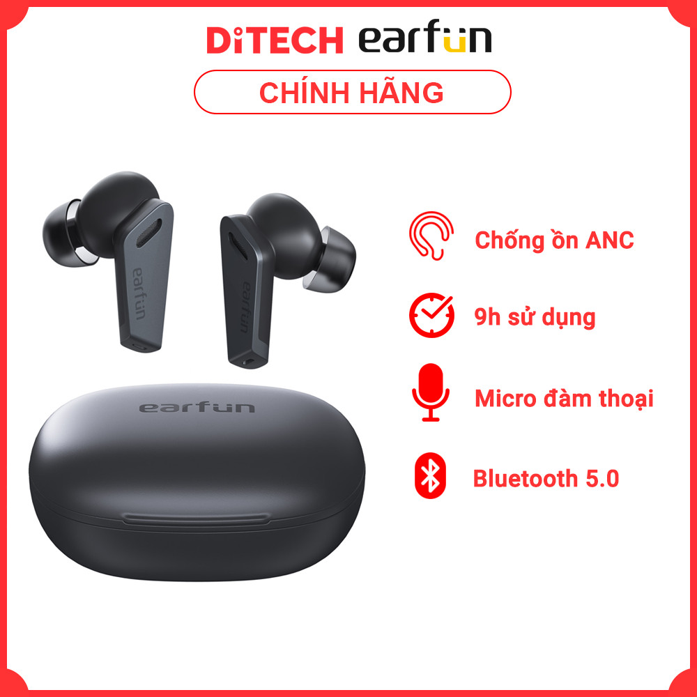 Tai nghe True Wireless EarFun Air Pro - Chống ồn chủ động ANC, Xuyên âm, Bluetooth 5.0, sạc Type-C, Pin 32 giờ, Chống nước IPX5 - Hàng chính hãng