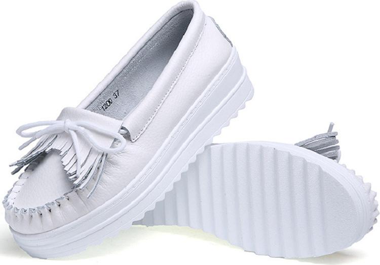 Ladies platform Boat shoes tassel heightened casual shoes PU leather