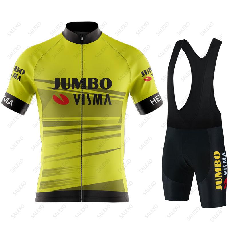 Jumbo Visma Nam Đi Xe Đạp Jersey Bộ Ngắn Tay Mùa Hè Đường Đua Xe Đạp Quần Áo Xe Đạp MTB Yếm Phù Hợp Với Maillot Ciclismo Hombre Color: 8 Size: S