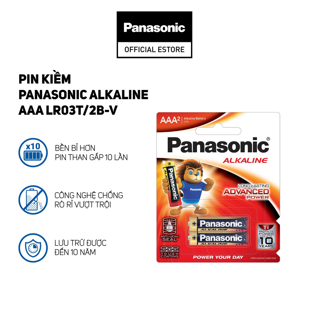 Hình ảnh Vỉ Pin kiềm Panasonic Alkaline AAA LR03T/2B-V (2 viên) – Hàng Chính Hãng