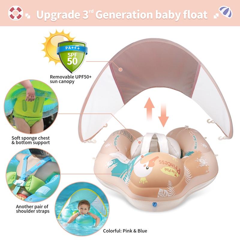 Mới Phao Bơi Có Mái Che Nắng Thiết Kế Dễ Thương Cho Bé