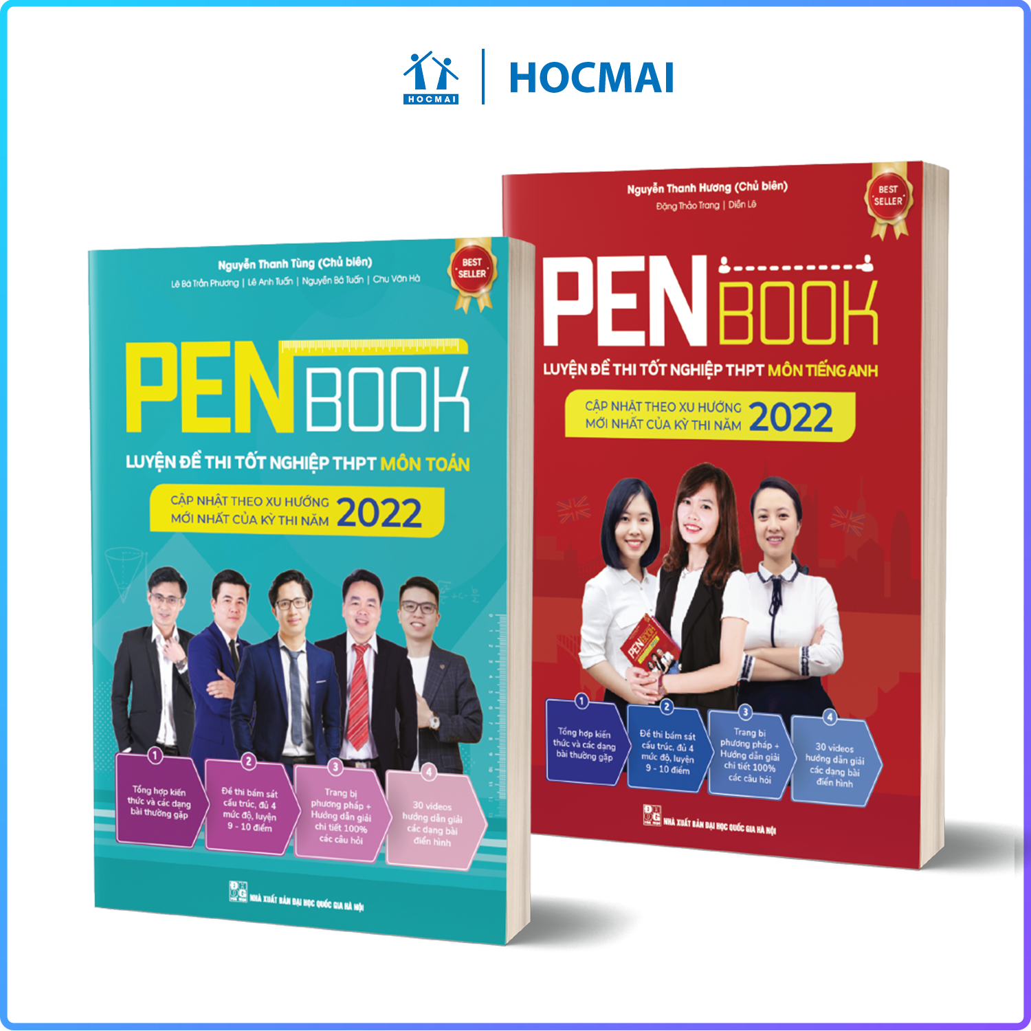 Combo 2 cuốn PENBOOK - Luyện đề thi Tốt nghiệp THPT - Bộ 2 môn Toán, Anh