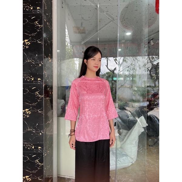 Bà ba gấm viền ngọc trai, thời trang lụa cao cấp