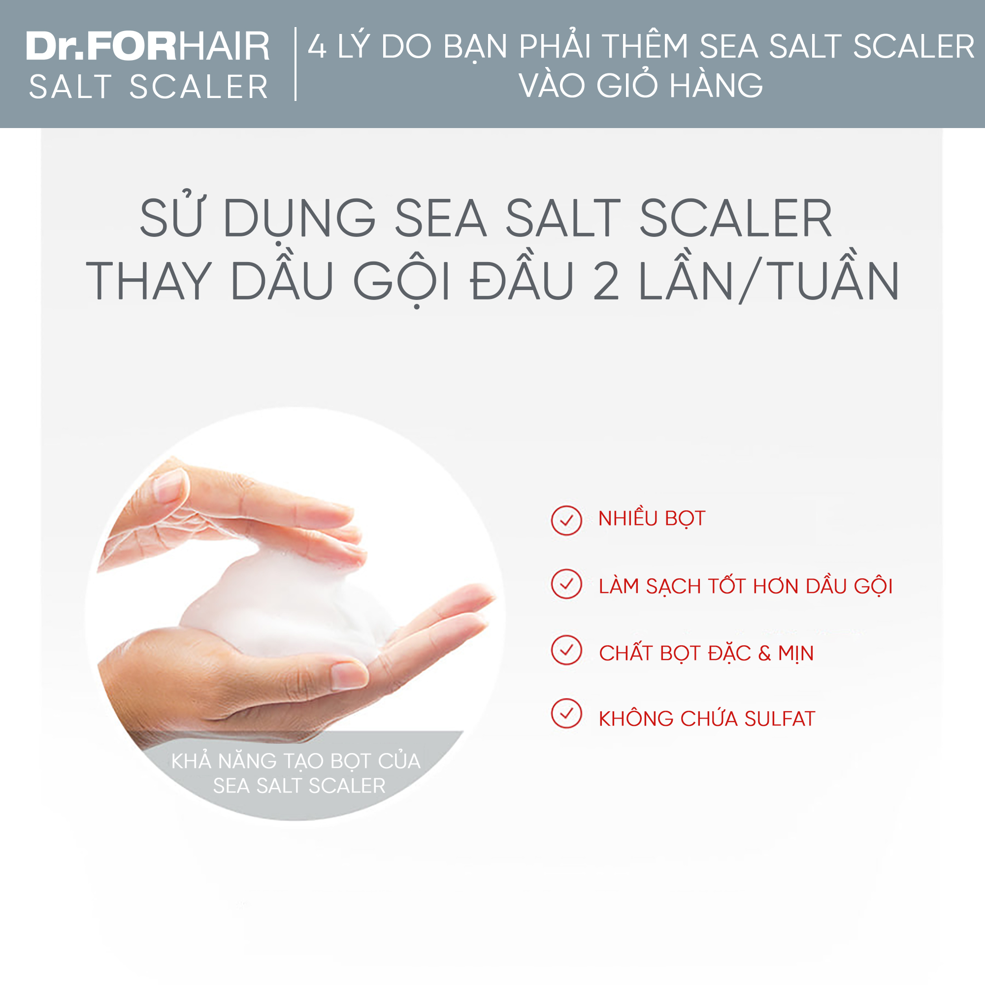 Tẩy da chết da đầu Dr.FORHAIR chuyên sâu, làm sạch gàu tận gốc Dr For Hair Sea Salt Scaler