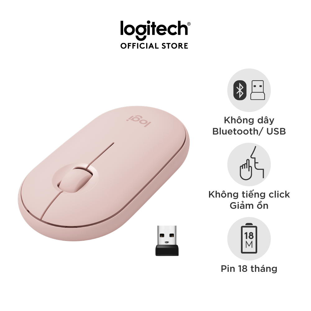 Chuột Bluetooth Silent Logitech Pebble M350 - Hàng chính hãng