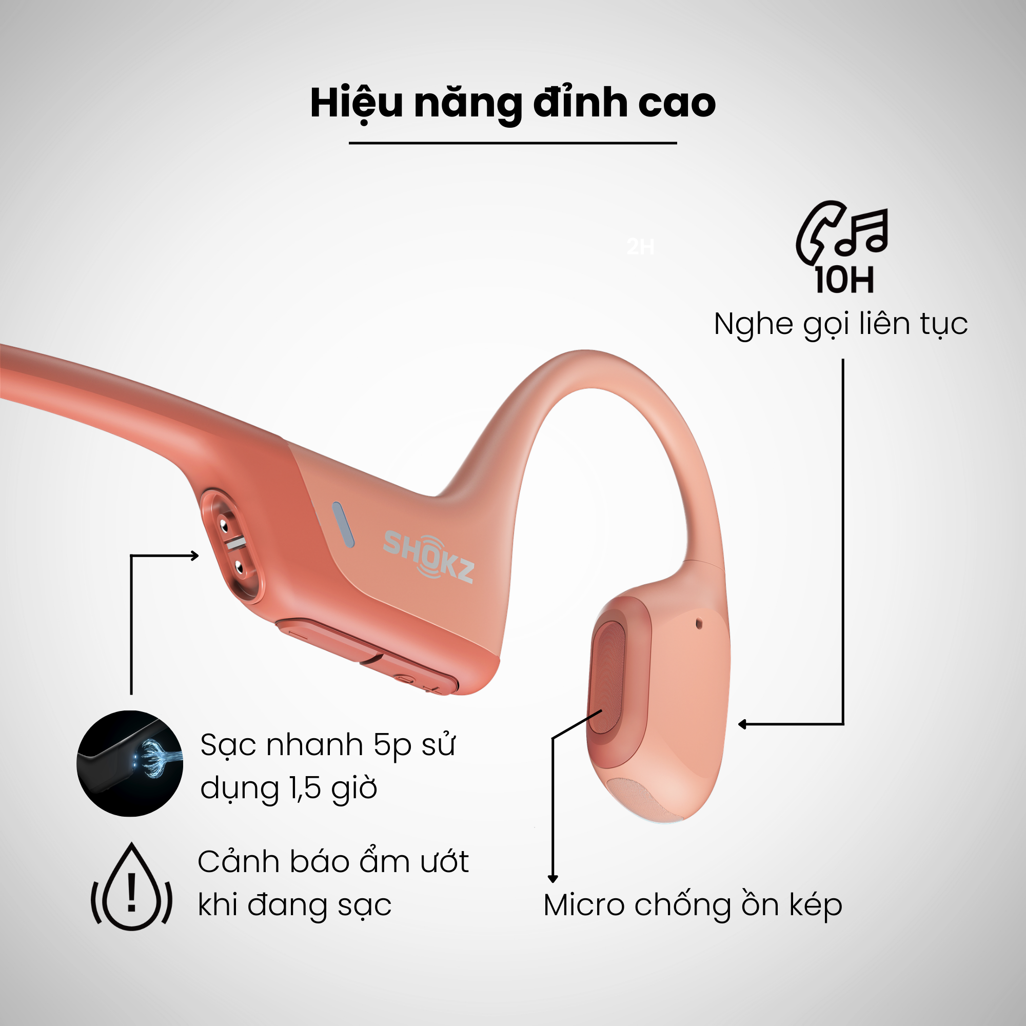 Tai Nghe Bluetooth Thể Thao Truyền Âm Thanh Qua Xương SHOKZ OPENRUN PRO S810 Màu Hồng - Hàng chính hãng