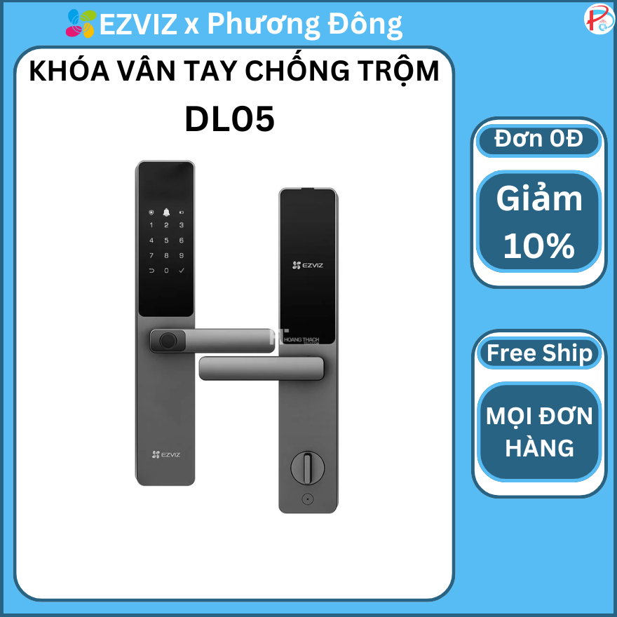 Khóa vân tay thông minh EZVIZDL05 Cảnh báo trên di động, mã chống nhìn trộm, Chuông cửa điện tử tích hợp (bao công lắp đặt)