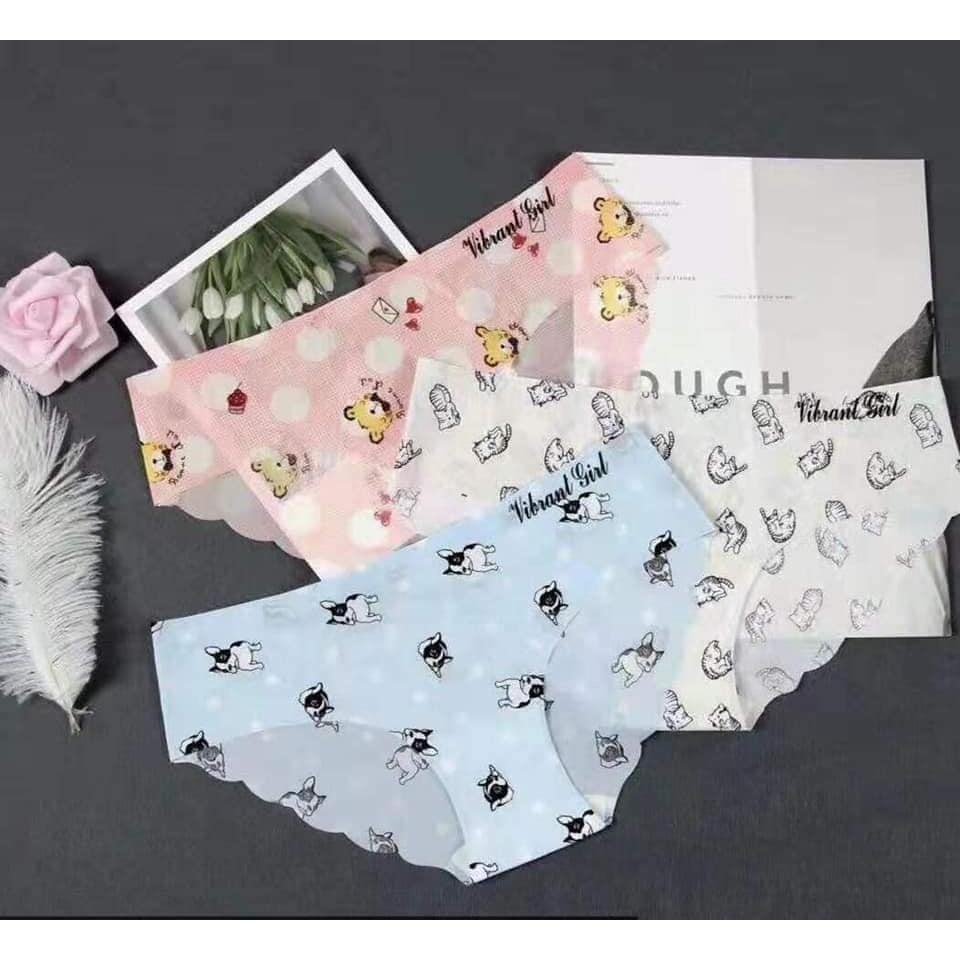 Quần lót nữ su hoa mát mịn-Có hoa văn điệu đà, thông thoáng, kháng khuẩn, thấm mồ hôi-Không đường may hoạ tiết 015