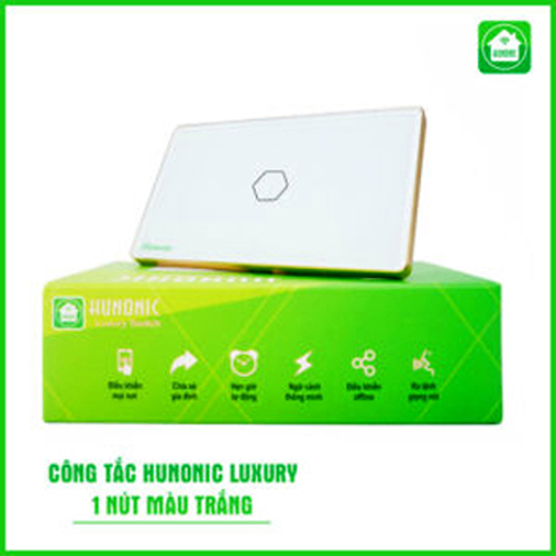 Công tắc thông minh wifi HUNONIC - Luxury, mặt kính phẳng cường lực viền vàng cao cấp.