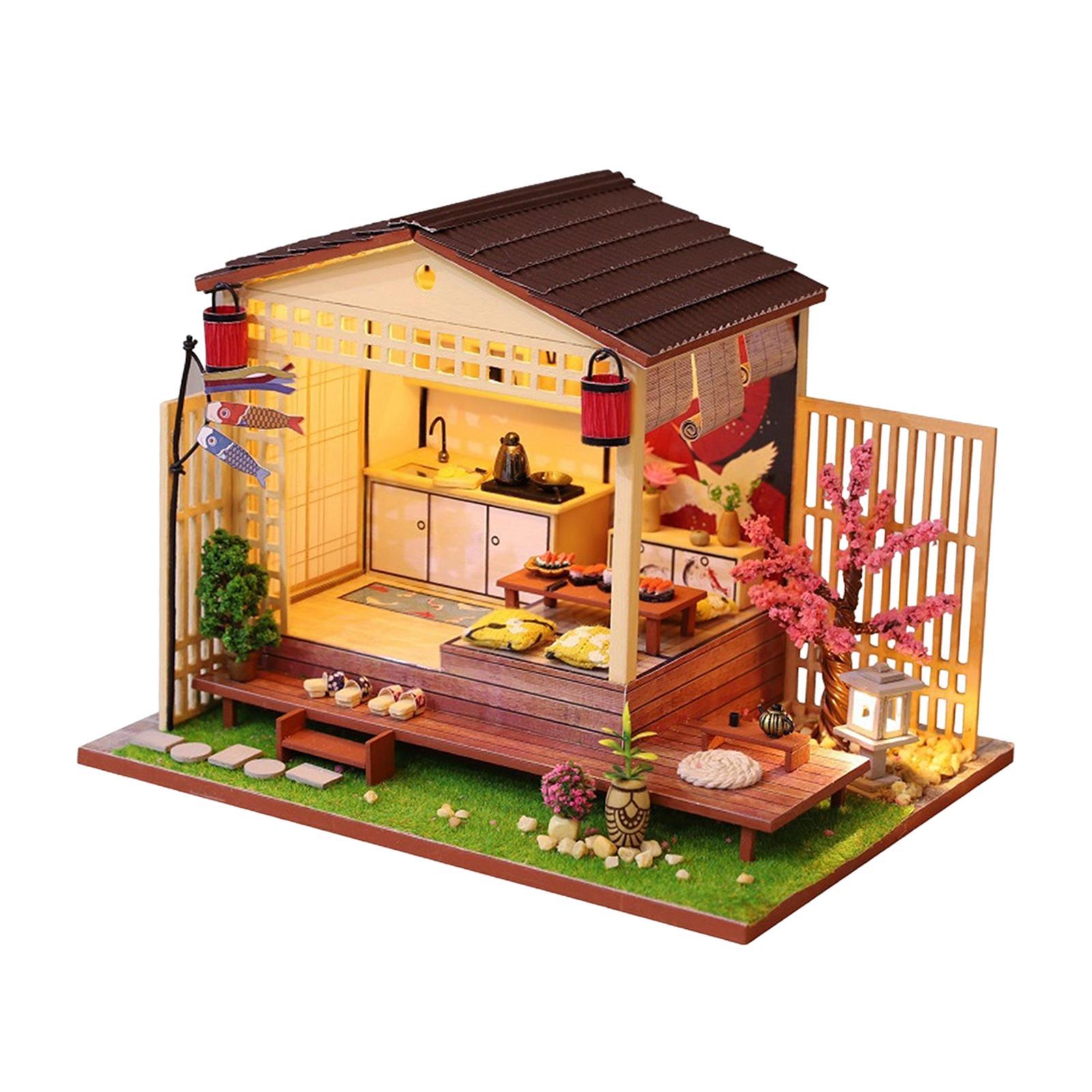 Creative Wooden Dollhouse DIY 3D Puzzle with Light & Furniture,Handcraft Cottage Accessory Valentine'S Gift